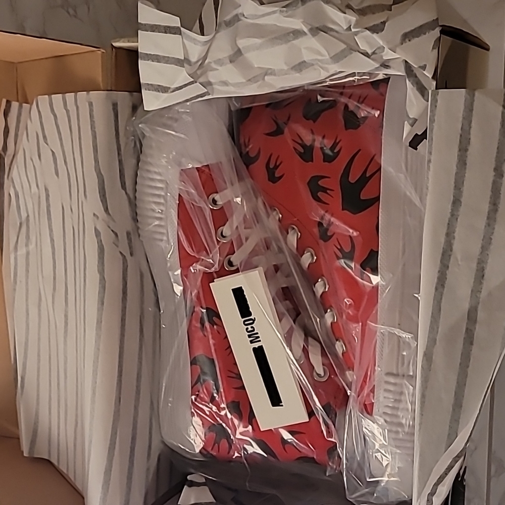 🔥🔥MCQ BY ALEXANDER MCQUEEN SWALLOW SWARM HIGHTOP SNEAKERS MEN'S SZ 8 RE - Picture 2 of 11